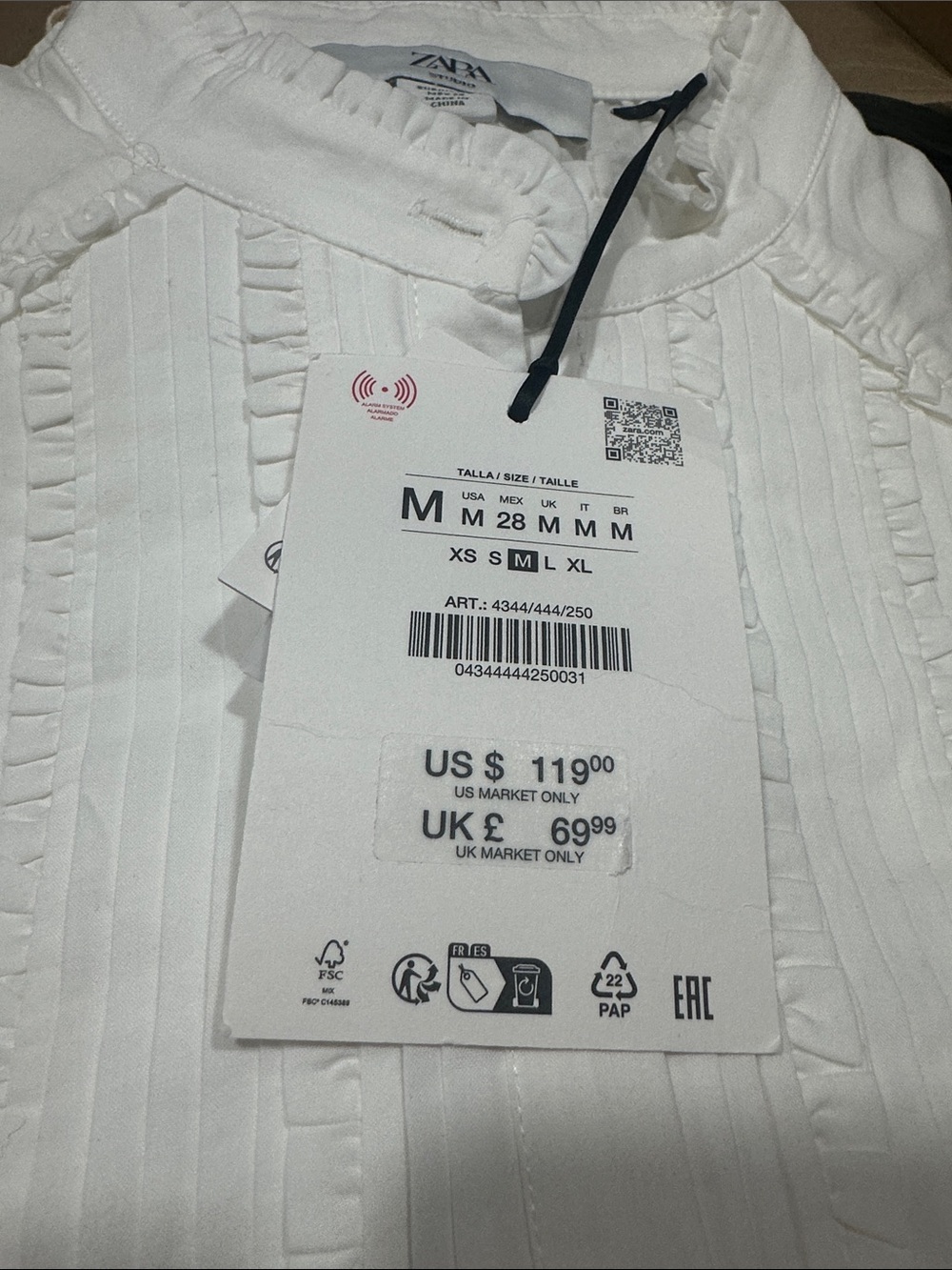 Zara White Pleated Button-Down Shirt - Picture 13 of 13
